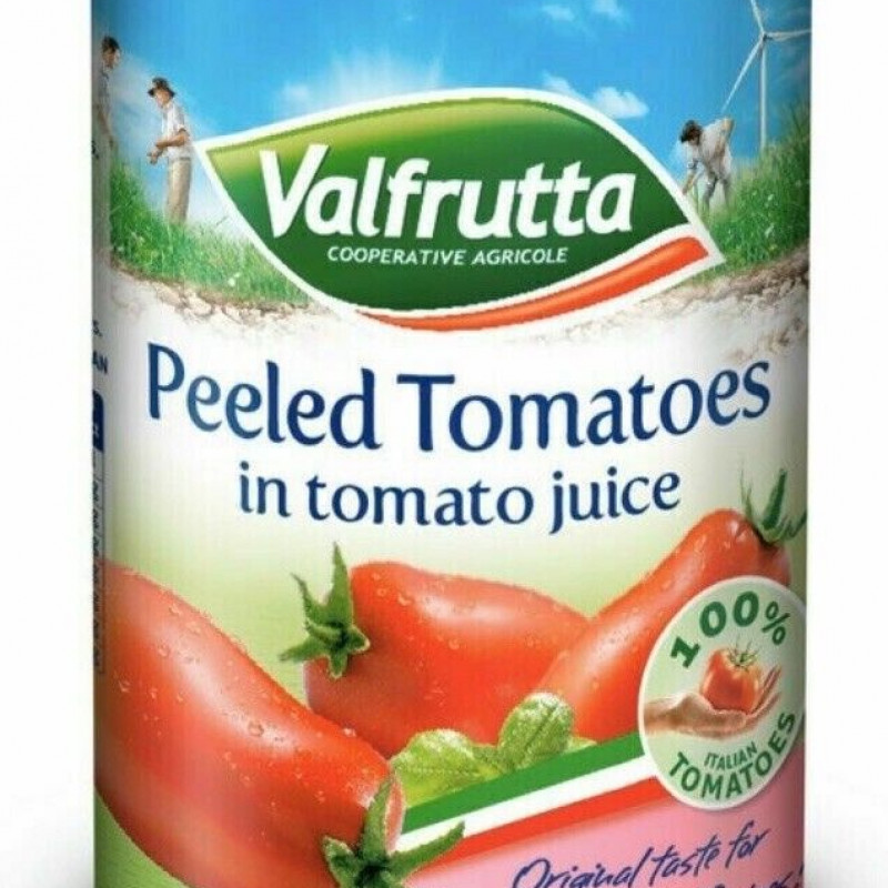 Valfrutta Peeled Plum Tomatoes Tomato Juice Italian 400g