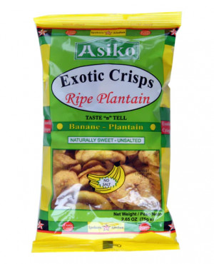 Asiko Exotic Crisps Unsalted Sweet Plantain Chips