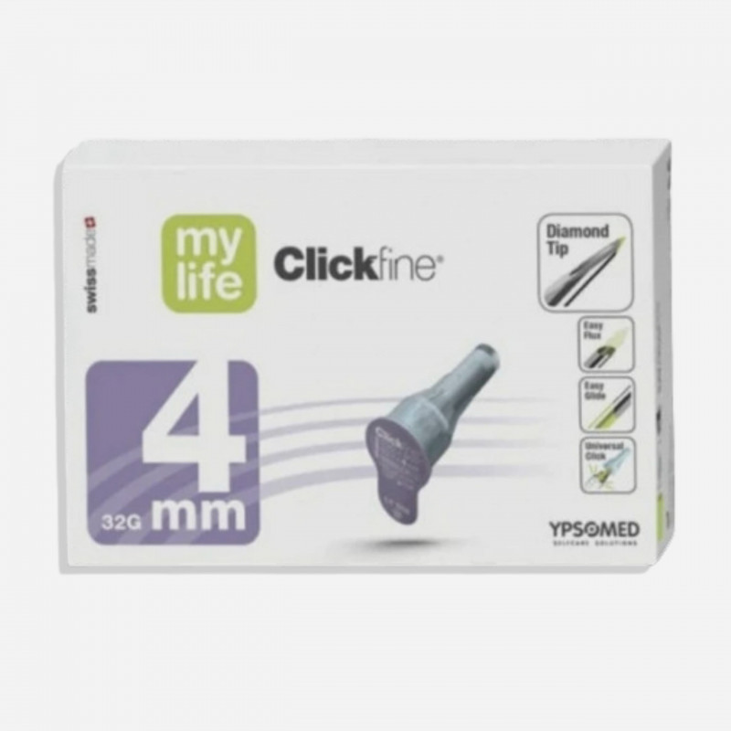 MyLife Clickfine 4mm / 32G Pen Needles - Pack of 100