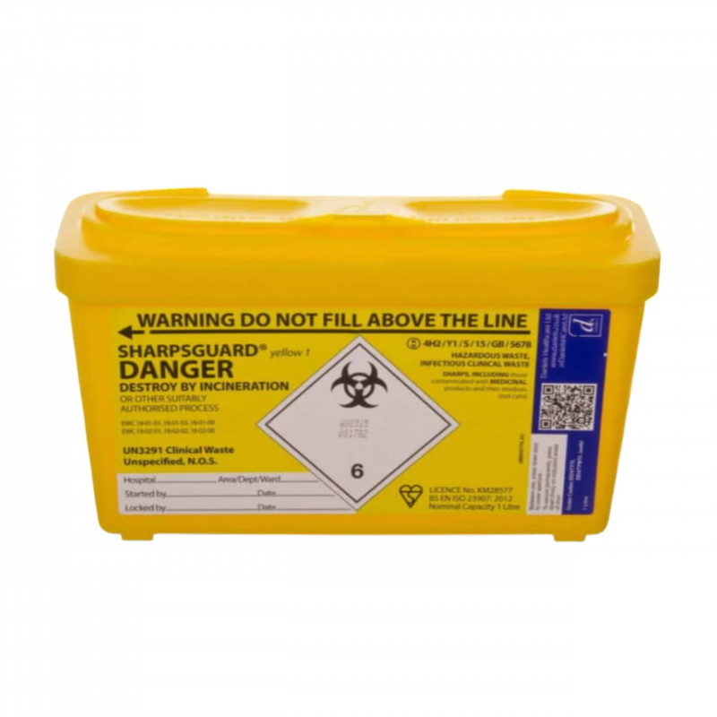 Sharps Yellow Disposal Bin - 1L