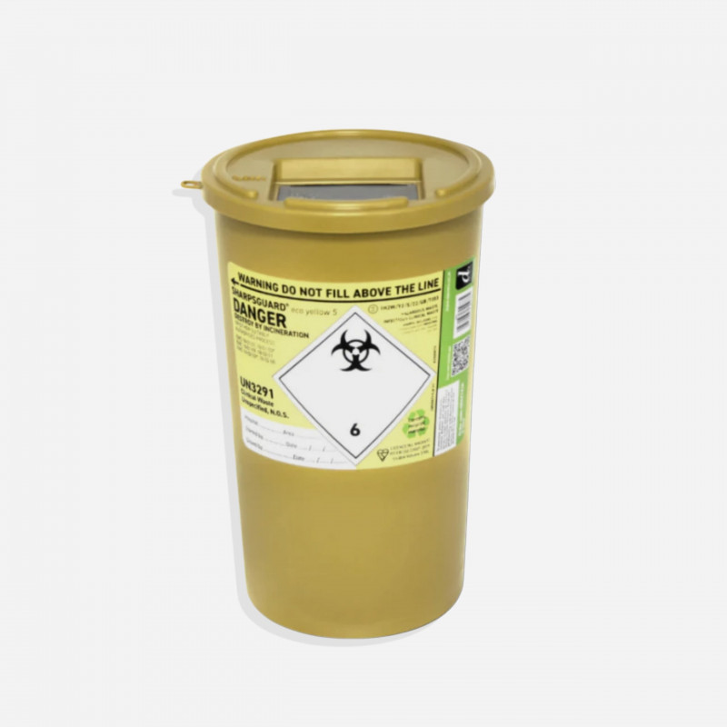 Sharps Yellow Disposal Bin 5L – Safe & Compliant Disposal for Needles and Sharps Waste