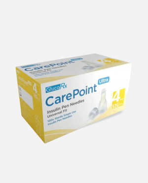 GlucoRx CarePoint 4mm / 31G Diabetic Pen Needles - Pack of 100 Needles for Easy Injection